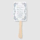 Elegant Blue France Flowers Wedding Programme Handwaaier (Voorkant)