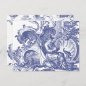 Elegant Blue French Baroque Toile Briefkaart (Voorkant / Achterkant)