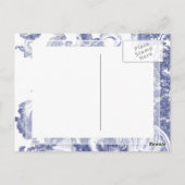 Elegant Blue French Baroque Toile Briefkaart (Achterkant)