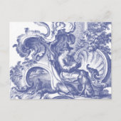 Elegant Blue French Baroque Toile Briefkaart (Voorkant)