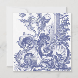 Elegant Blue French Baroque Toile Kaart