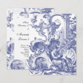 Elegant Blue French Baroque Toile Kaart (Voorkant / Achterkant)