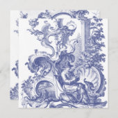 Elegant Blue French Baroque Toile Kaart (Voorkant / Achterkant)