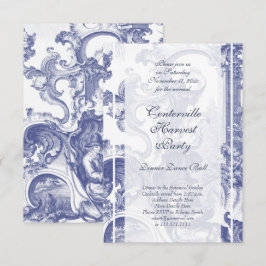 Elegant Blue French Baroque Toile Kaart