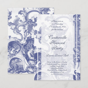 Elegant Blue French Baroque Toile Kaart