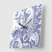 Elegant Blue French Baroque Toile Vierkante Klok (Hoek)