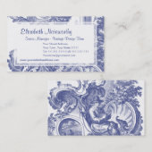 Elegant Blue French Baroque Toile Visitekaartje (Voorkant / Achterkant)