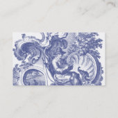 Elegant Blue French Baroque Toile Visitekaartje (Achterkant)