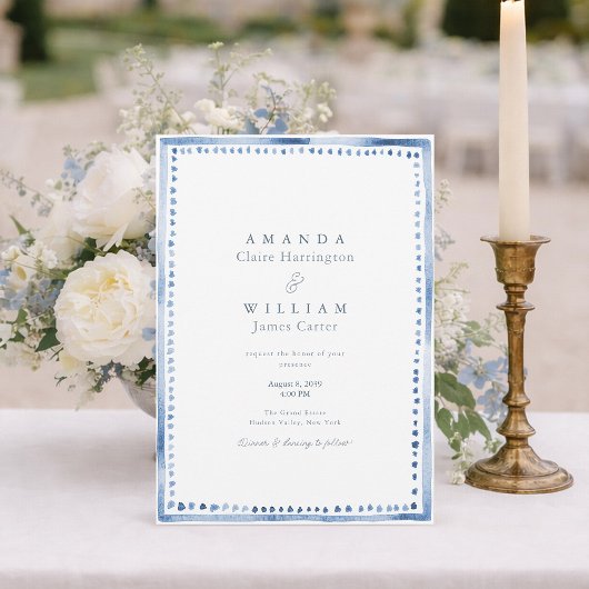 Elegant Blue French Estate Wedding Invitation  Kaart