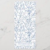 Elegant Blue French Floral Vrijgezellenfeest Menu (Achterkant)
