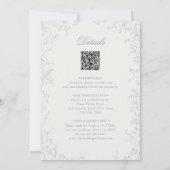Elegant Blue French Floral Wedding Invitation Kaart (Achterkant)