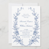 Elegant Blue French Garden Engagement Party Kaart (Voorkant)