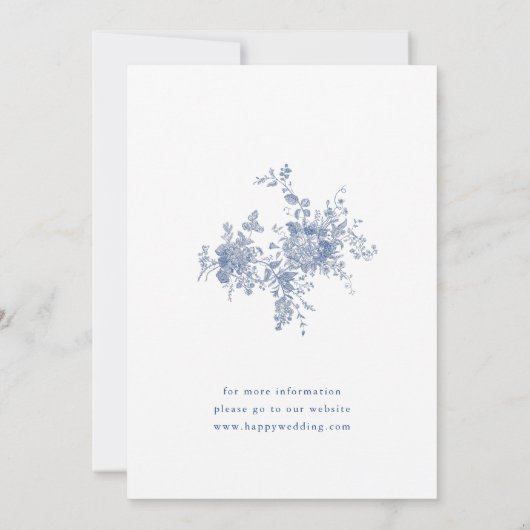 Elegant Blue French Garden Engagement Party Kaart (Achterkant)