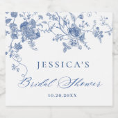 Elegant Blue French Garden Floral Vrijgezellenfees Sparkling Wijnetiket (Enkel label)