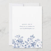 Elegant Blue French Garden Floral Wedding Foto Save The Date (Achterkant)