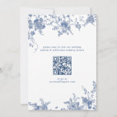 Elegant Blue French Garden Floral Wedding QR code Kaart (Achterkant)