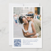 Elegant Blue French Garden Floral Wedding QR code Save The Date (Achterkant)