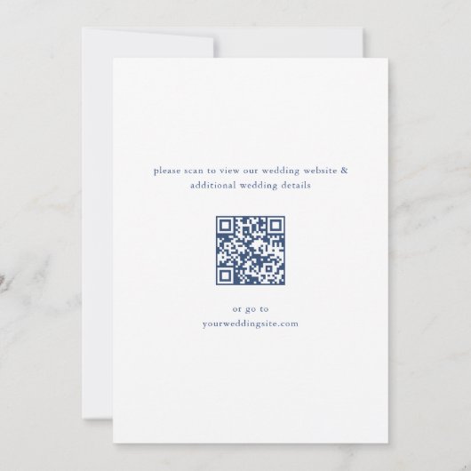 Elegant Blue French Garden Floral Wedding QR code Save The Date (Achterkant)