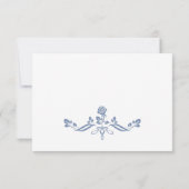 Elegant  Blue French Garden Floral Wedding RSVP Kaartje (Achterkant)