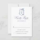 Elegant  Blue French Garden Floral Wedding RSVP Kaartje (Voorkant)
