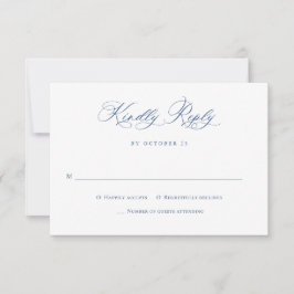 Elegant  Blue French Garden Floral Wedding RSVP Kaartje