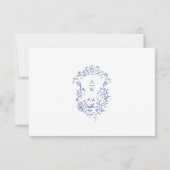 Elegant Blue French Garden Floral Wedding RSVP Kaartje (Achterkant)