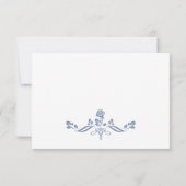 Elegant  Blue French Garden Floral Wedding RSVP Kaartje (Achterkant)