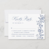 Elegant Blue French Garden Floral Wedding RSVP Kaartje (Voorkant)