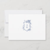 Elegant  Blue French Garden Floral Wedding RSVP Kaartje (Achterkant)