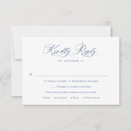 Elegant  Blue French Garden Floral Wedding RSVP Kaartje