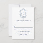 Elegant  Blue French Garden Floral Wedding RSVP Kaartje (Voorkant)