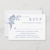 Elegant Blue French Garden Floral Wedding RSVP Kaartje (Voorkant)