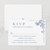 Elegant Blue French Garden Floral Wedding RSVP Kaartje (Voorkant / Achterkant)