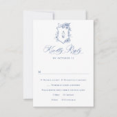 Elegant  Blue French Garden Floral Wedding RSVP Kaartje (Voorkant)