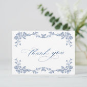 Elegant Blue French Garden Flowers Wedding Bedankkaart (Staand voorkant)