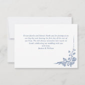 Elegant Blue French Garden Flowers Wedding Bedankkaart (Achterkant)