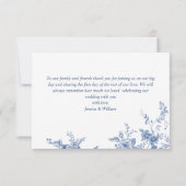 Elegant Blue French Garden Flowers Wedding Bedankkaart (Achterkant)