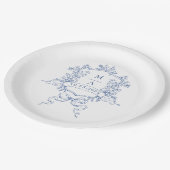 Elegant Blue French Garden Flowers Wedding Papieren Bordje (Gekanteld)