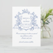 Elegant Blue French Garden Flowers Wedding Save The Date (Staand voorkant)