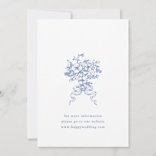 Elegant Blue French Garden Flowers Wedding Save The Date (Achterkant)