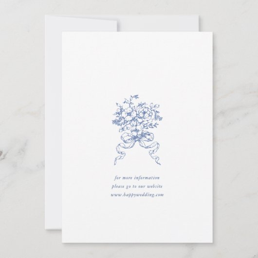 Elegant Blue French Garden Flowers Wedding Save The Date (Achterkant)