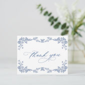 Elegant Blue French Garden Hartelijk dank Briefkaart (Staand voorkant)
