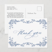 Elegant Blue French Garden Hartelijk dank Briefkaart (Voorkant / Achterkant)