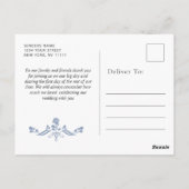 Elegant Blue French Garden Hartelijk dank Briefkaart (Achterkant)