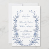 Elegant Blue French Garden Rehearsal Dinner Kaart (Voorkant)
