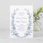 Elegant Blue French Garden Rehearsal Dinner Kaart (Staand voorkant)
