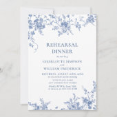 Elegant Blue French Garden Rehearsal Dinner QR Kaart (Voorkant)