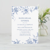 Elegant Blue French Garden Rehearsal Dinner QR Kaart (Staand voorkant)
