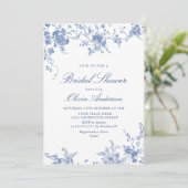 Elegant Blue French Garden VRIJGEZELLENFEEST QR co Kaart (Staand voorkant)