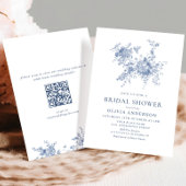 Elegant Blue French Garden VRIJGEZELLENFEEST QR co Kaart